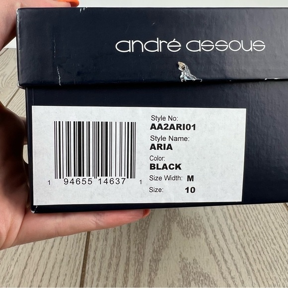 Andre Assous Aria Woven Double Banded Espadrille Wedge Sandal 40 Black $170 - Picture 7 of 7